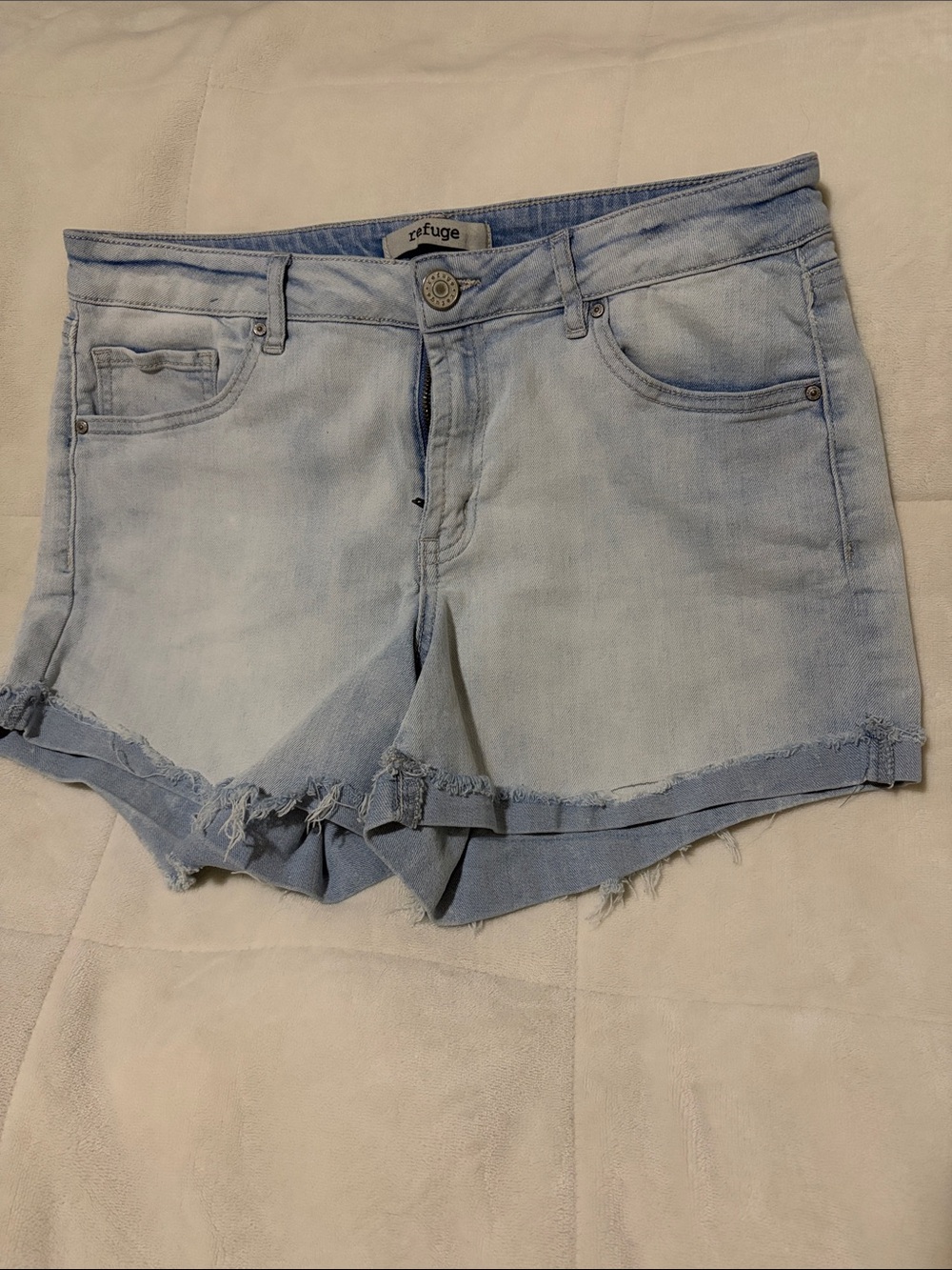 refuge Light Wash Denim Cutoff Shorts